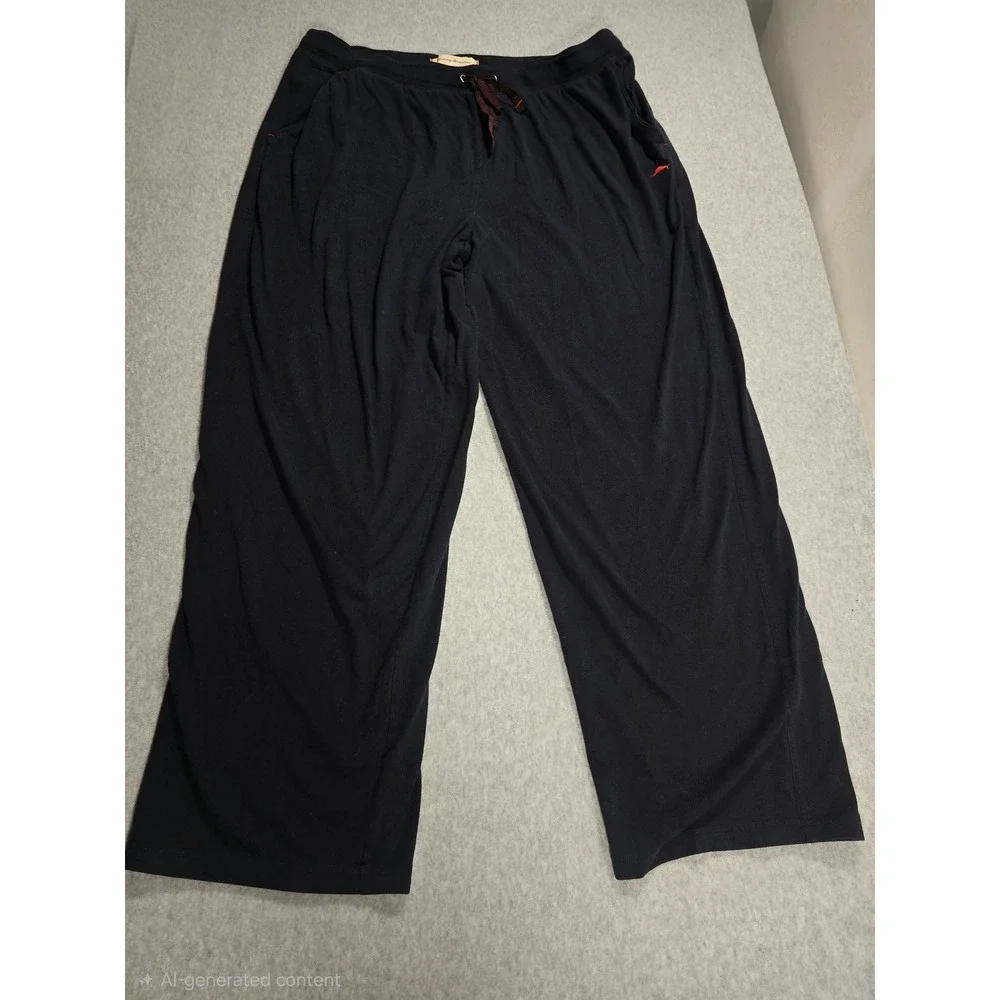 Tommy Bahama Mens XL Black Lounge Pajama Pants Drawstring Marlin Logo Sleepwear